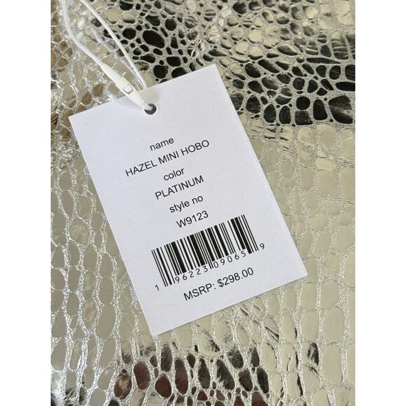 Walter Baker Hazel Mini Hobo in Platinum Croc Embossed (W9123) - Picture 4 of 4
